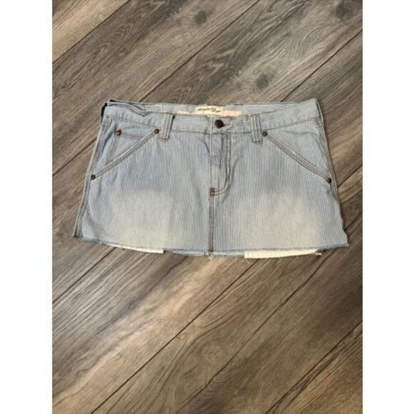 Abercrombie & Fitch Dresses & Skirts - Abercrombie & Fitch Size 6 Skirt Denim Micro Mini Y2K Striped Blue VTG